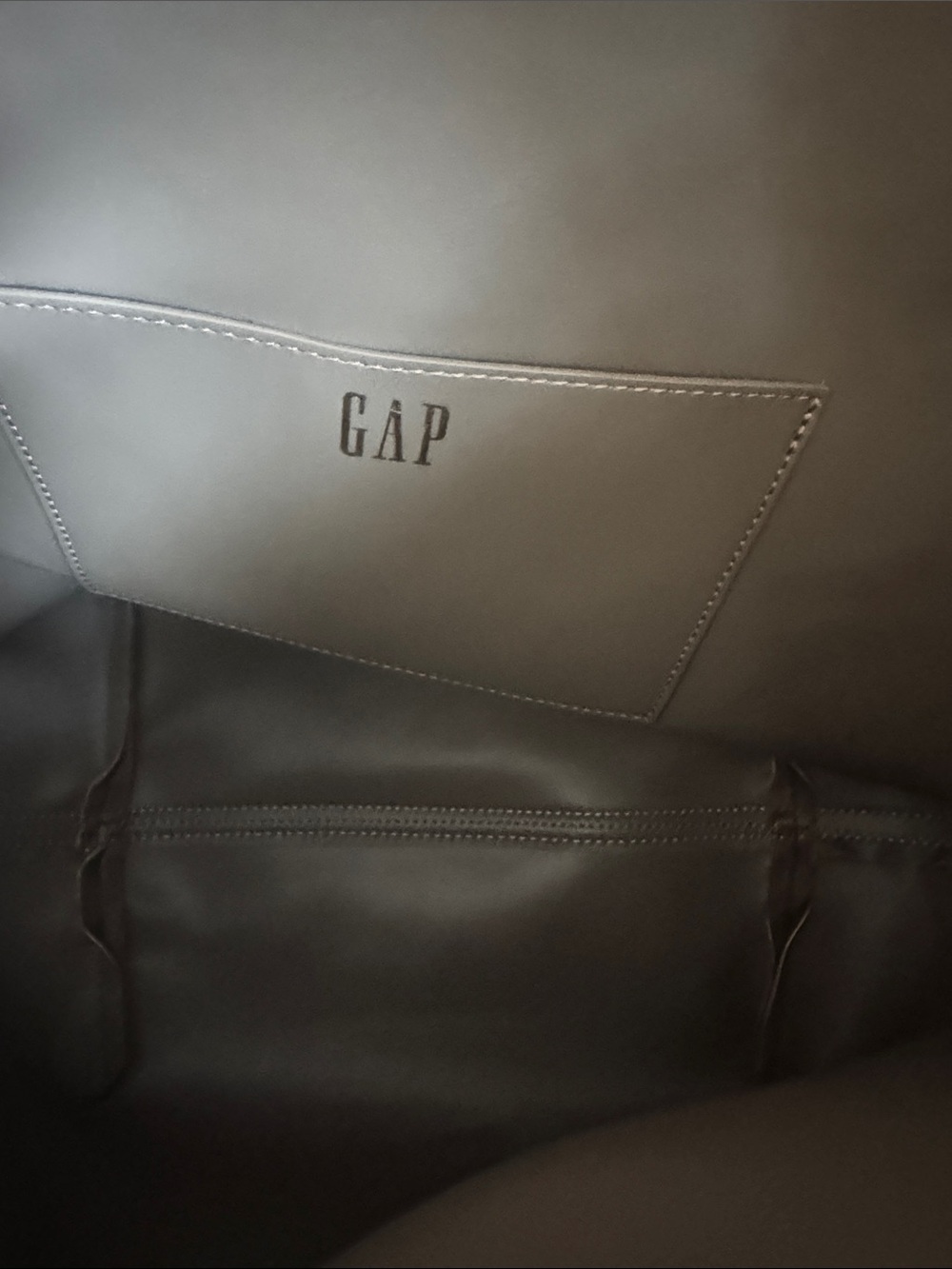 GAP Taupe Suede Shoulder Tote with Dark Trim - Picture 6 of 8
